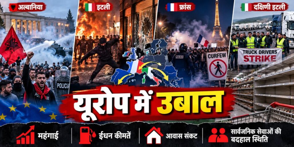 Europe Protests 2026: महंगाई और ईंधन संकट से यूरोप में बढ़ा गुस्सा, कई शहरों में हिंसा और कर्फ्यू